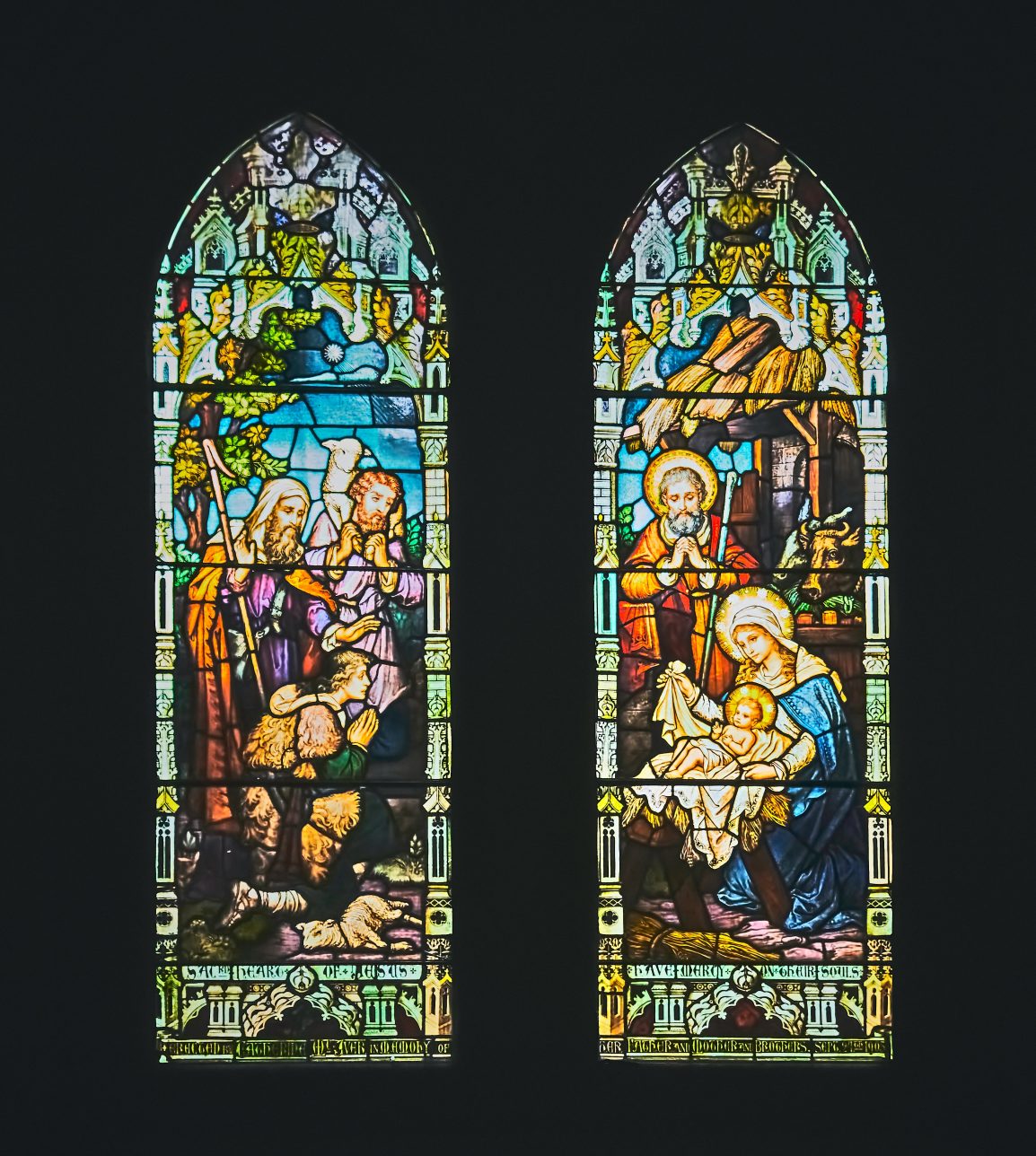 Nativity stained glass window